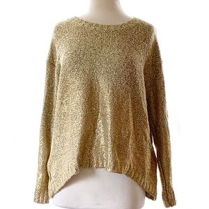 Boucle Knit Gold Metallic Dipped Sweater